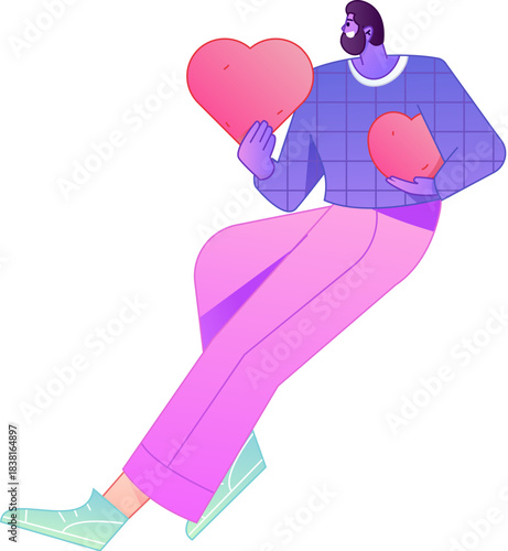 A relief illustration of a figure holding a caring hand, embodying the act of sharing affection.
