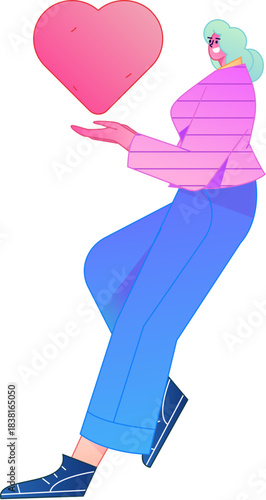 A relief illustration of a figure holding a caring hand, embodying the act of sharing affection.
