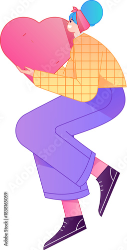 A relief illustration of a figure holding a caring hand, embodying the act of sharing affection.
