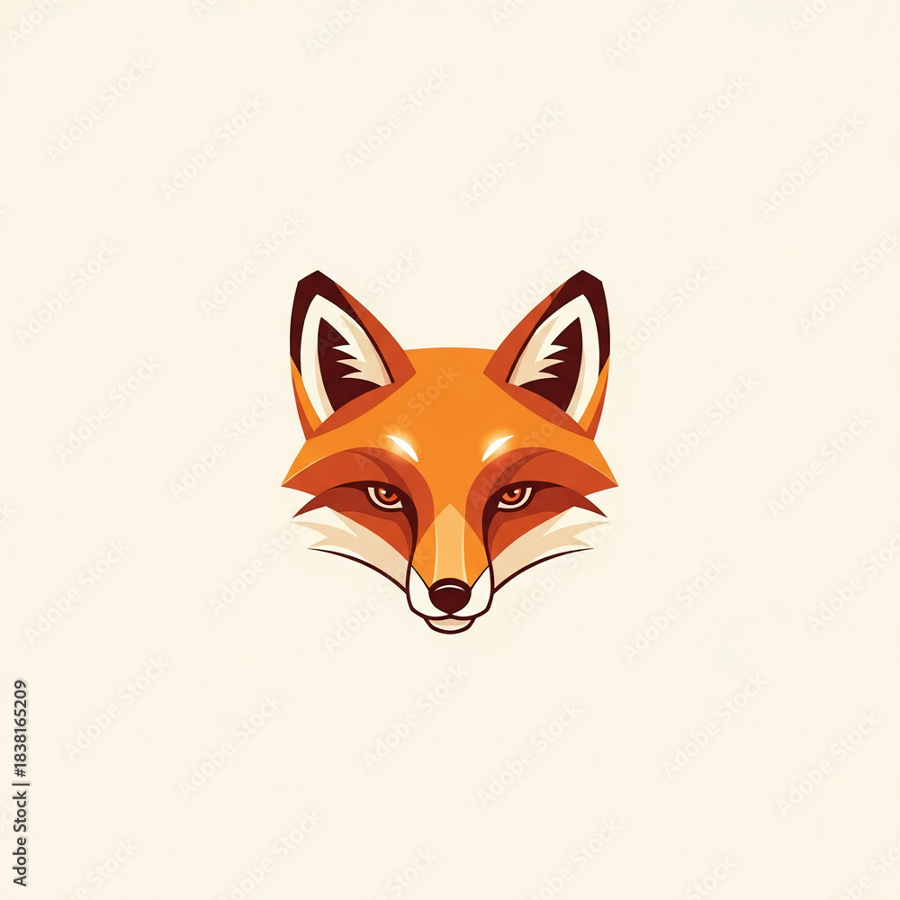 Obraz premium Stylized fox head illustration featuring a minimalist flat design perfect for branding logos or animal-themed projects