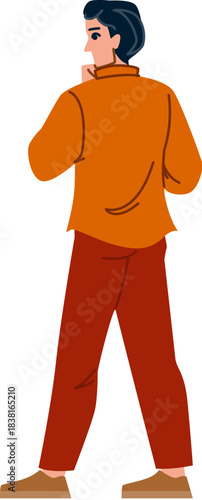 Man standing looking over shoulder vector illustration