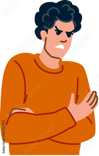 Frustrated man expressing anger with crossed arms