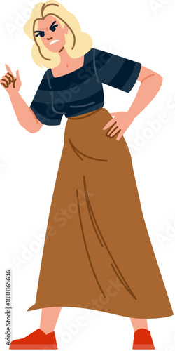 Angry woman scolding, pointing finger, having conflict