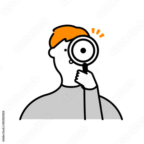 Person Discovering Something with a Magnifying Glass