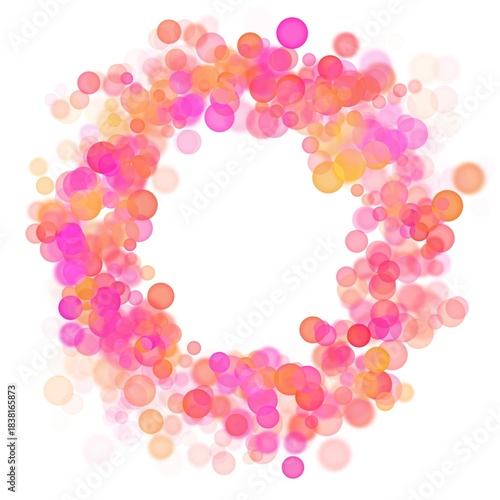 Isolated abstract circle frame of colourful bokeh lights