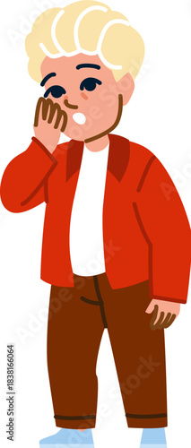 Little boy whispering, sharing secret, or telling gossip