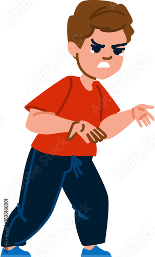 Angry boy showing aggressive behavior during conflict