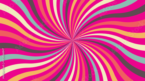 Vector set of swirling ridial backgrounds. spiral, sunburst, spinning rays patterns. Twisted and distorted vector texture in trendy retro groovy hippie 70s psychedelic style. Y2k aesthetic.