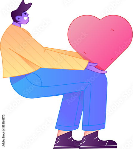 A relief illustration of a figure holding a caring hand, embodying the act of sharing affection.
