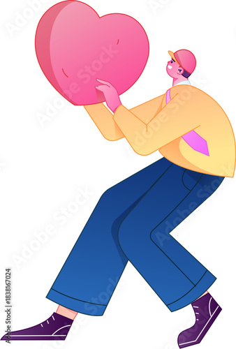 A relief illustration of a figure holding a caring hand, embodying the act of sharing affection.
