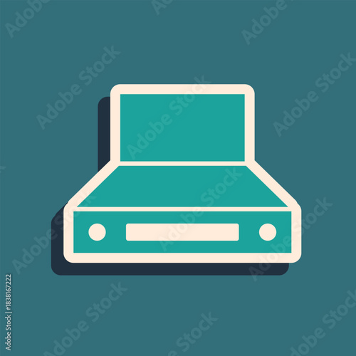 Green Kitchen extractor fan icon isolated on green background. Cooker hood. Kitchen exhaust. Household appliance. Long shadow style. Vector