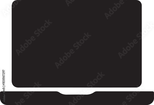 Simple black silhouette icon of a modern laptop computer device