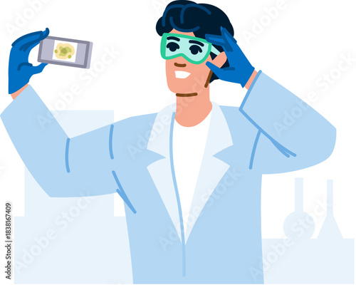 Scientist holding a microscope slide in laboratory research