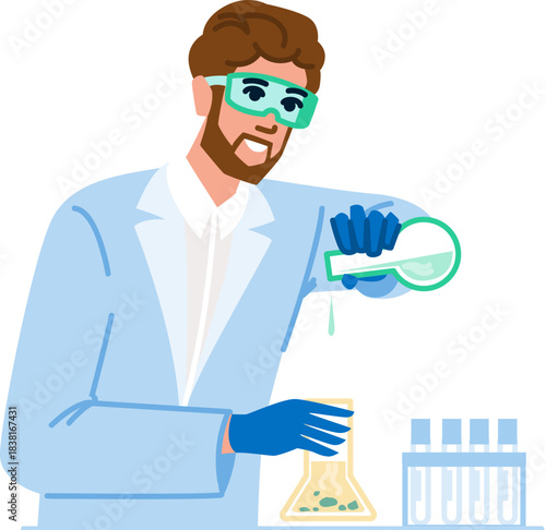 Male scientist conducting chemistry experiment in laboratory