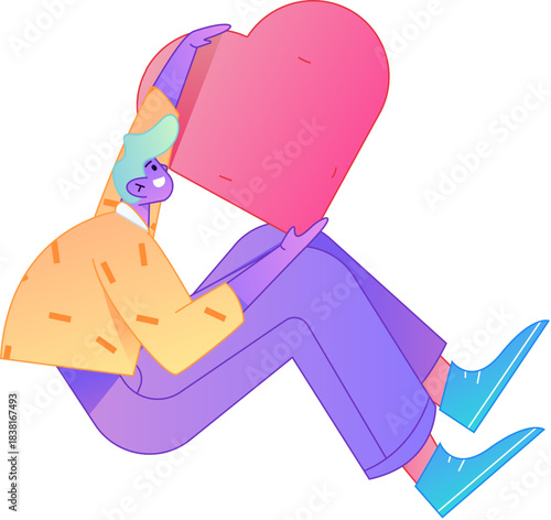 A relief illustration of a figure holding a caring hand, embodying the act of sharing affection.
