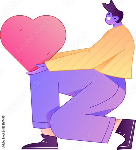 A relief illustration of a figure holding a caring hand, embodying the act of sharing affection.
