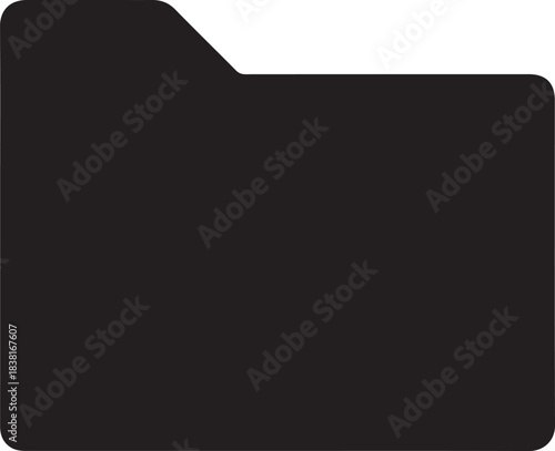 Minimalist black folder icon for data organization and storage