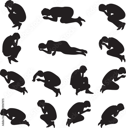 Diverse collection of common silhouette vehicles and essential transportation modes, showcasing cars, buses, trucks, motorcycles, and bicycles for mobility designs