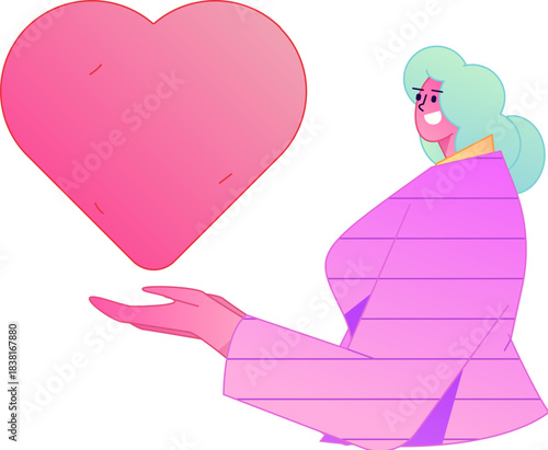 A relief illustration of a figure holding a caring hand, embodying the act of sharing affection.
