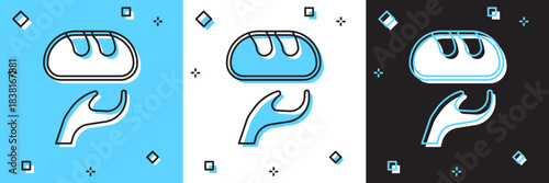 Set Donation food icon isolated on blue and white, black background. Vector