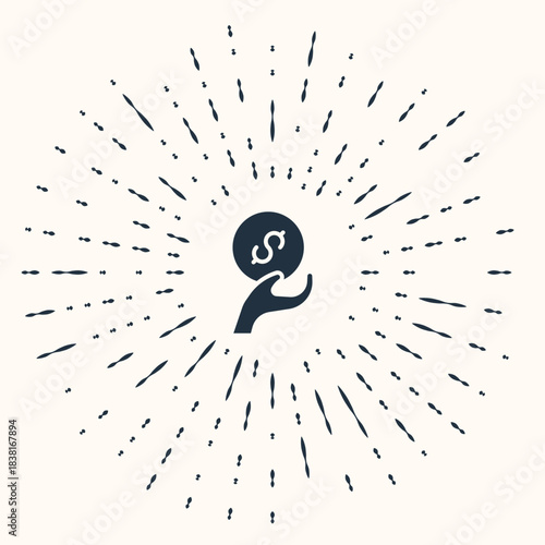 Grey Donation and charity icon isolated on beige background. Donate money and charity concept. Abstract circle random dots. Vector