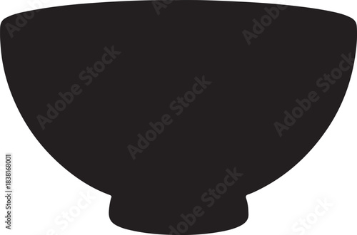 Simple black silhouette of a plain, empty, minimalist bowl icon