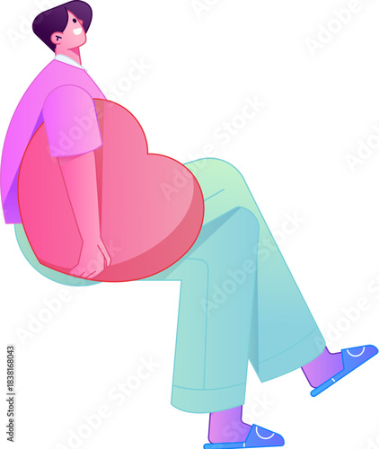 A relief illustration of a figure holding a caring hand, embodying the act of sharing affection.
