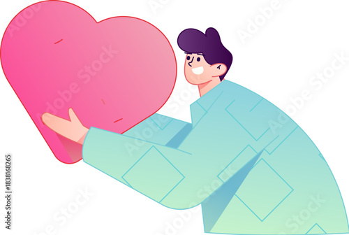 A relief illustration of a figure holding a caring hand, embodying the act of sharing affection.
