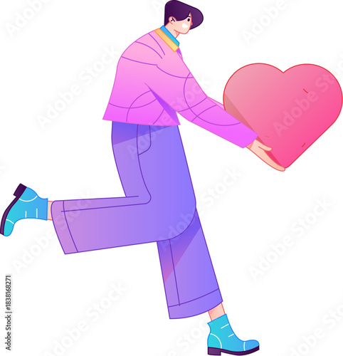 A relief illustration of a figure holding a caring hand, embodying the act of sharing affection.
