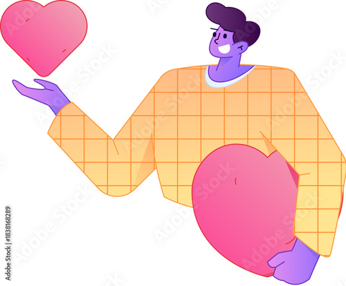 A relief illustration of a figure holding a caring hand, embodying the act of sharing affection.
