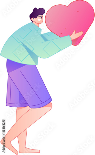 A relief illustration of a figure holding a caring hand, embodying the act of sharing affection.
