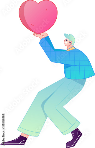 A relief illustration of a figure holding a caring hand, embodying the act of sharing affection.
