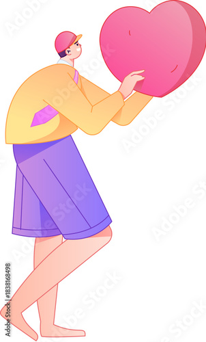 A relief illustration of a figure holding a caring hand, embodying the act of sharing affection.
