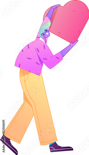 A relief illustration of a figure holding a caring hand, embodying the act of sharing affection.
