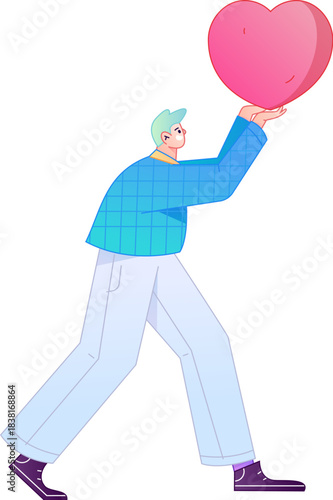 A relief illustration of a figure holding a caring hand, embodying the act of sharing affection.
