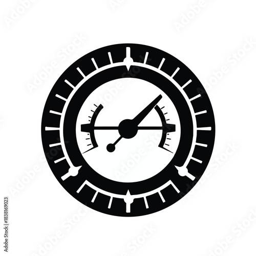 Minimalist aviation mechanic runout gauge icon with radial dial face and clean vector shape for interface design
