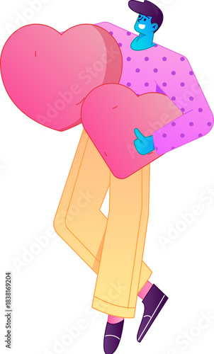 A relief illustration of a figure holding a caring hand, embodying the act of sharing affection.
