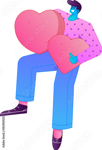 A relief illustration of a figure holding a caring hand, embodying the act of sharing affection.
