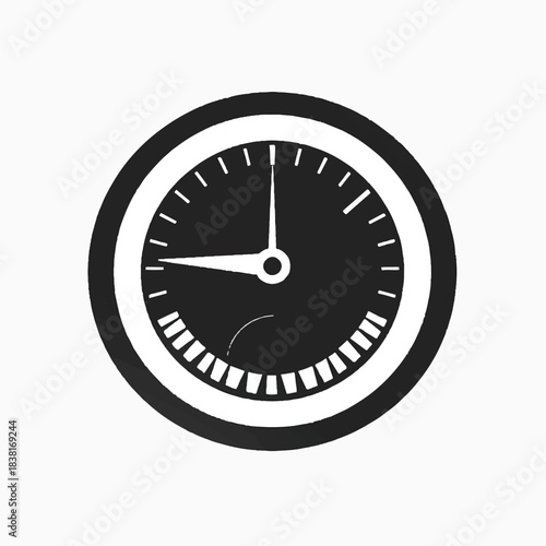 Minimalist radial dial runout gauge silhouette icon for aviation mechanic interfaces in clean vector format