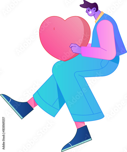 A relief illustration of a figure holding a caring hand, embodying the act of sharing affection.
