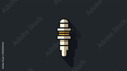 Pixel perfect flat design spark plug icon with clean stroke for modern automotive technology themes