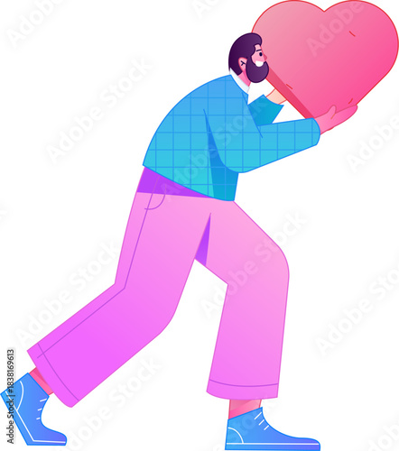 A relief illustration of a figure holding a caring hand, embodying the act of sharing affection.
