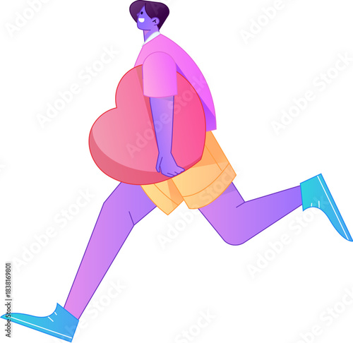 A relief illustration of a figure holding a caring hand, embodying the act of sharing affection.
