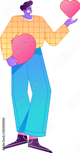 A relief illustration of a figure holding a caring hand, embodying the act of sharing affection.
