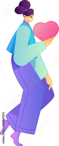 A relief illustration of a figure holding a caring hand, embodying the act of sharing affection.
