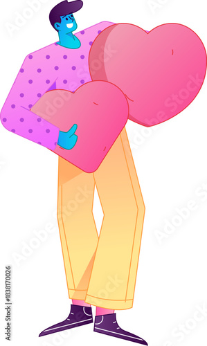 A relief illustration of a figure holding a caring hand, embodying the act of sharing affection.
