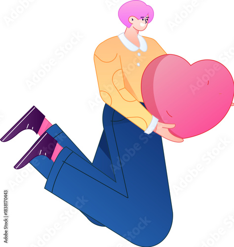 A relief illustration of a figure holding a caring hand, embodying the act of sharing affection.
