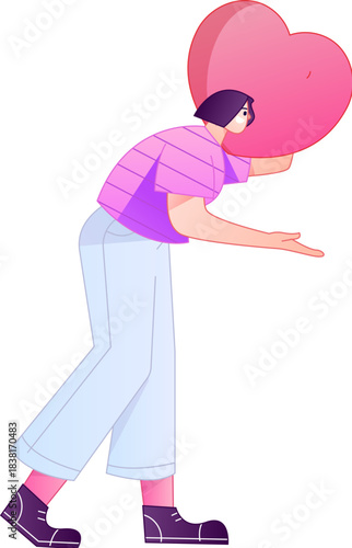 A relief illustration of a figure holding a caring hand, embodying the act of sharing affection.
