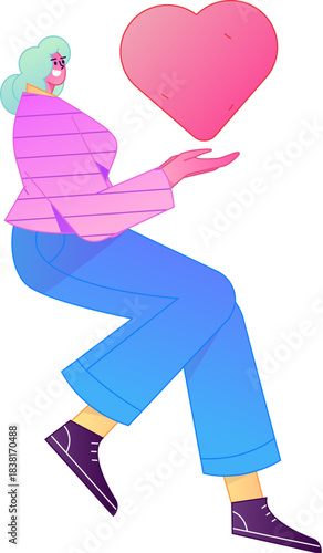 A relief illustration of a figure holding a caring hand, embodying the act of sharing affection.
