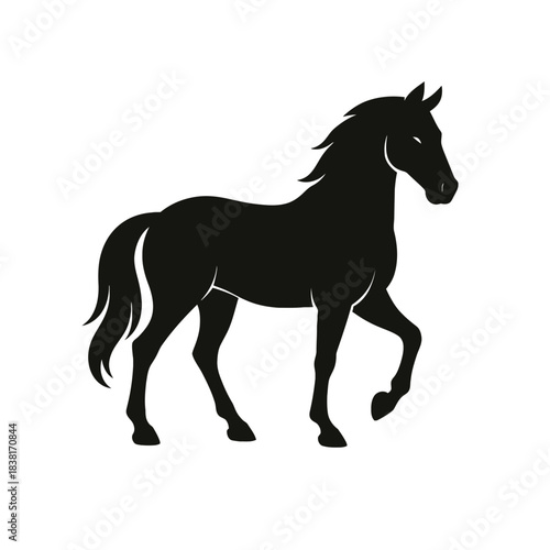 Running black horse silhouette vector illustration of a wild stallion with flowing mane and tail